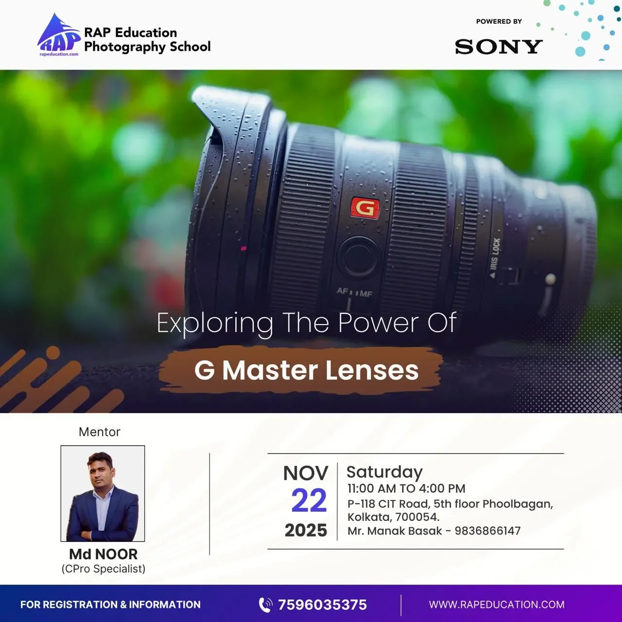 Mastering the Craft: Sony G Master Lens Workshop at RAP Education
