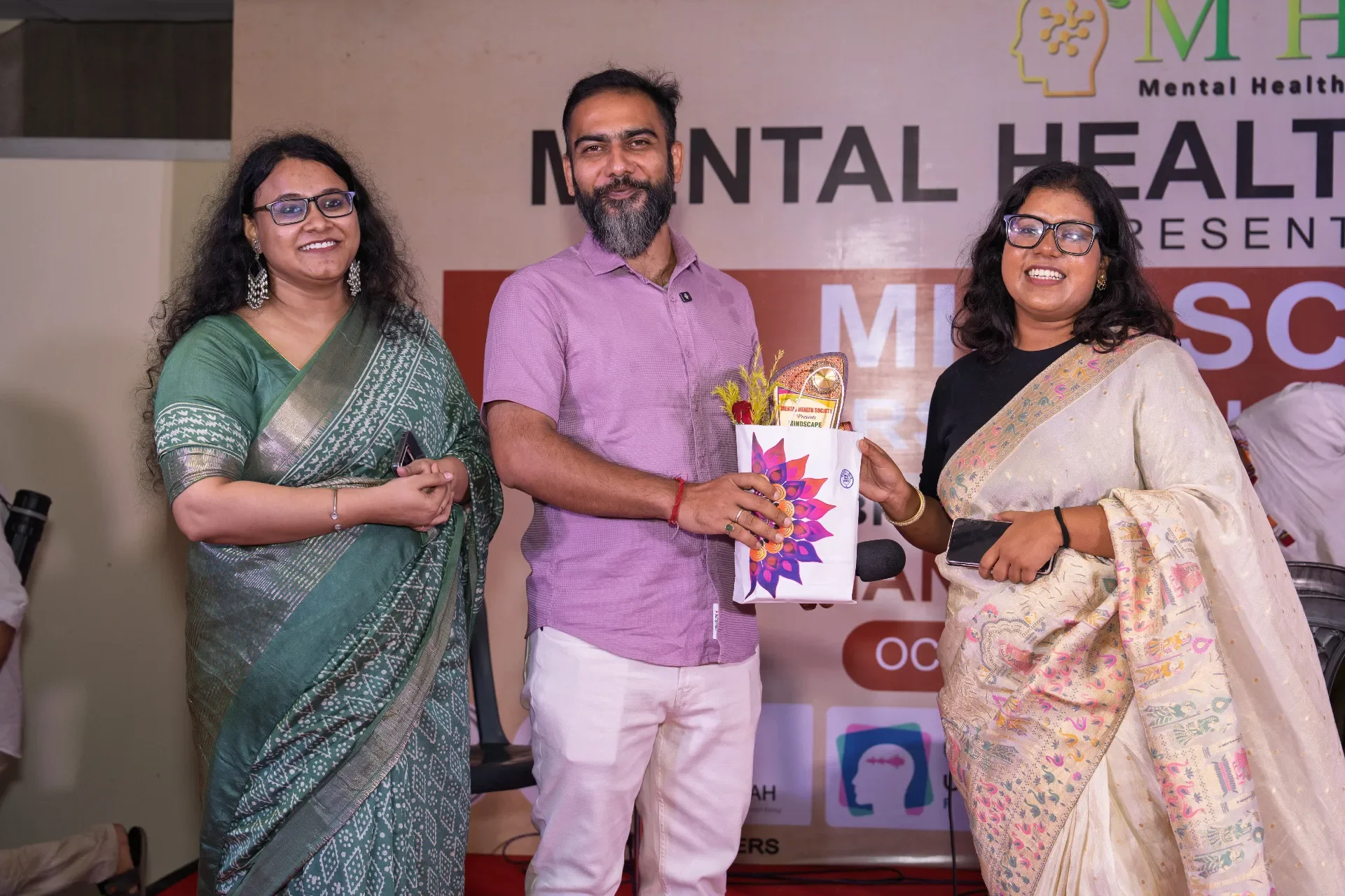 Mr.Riddhi Bhattacharjee was honored by the Mental Health Society group.